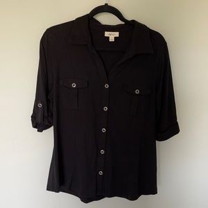 Womens soft cotton button up collared shirt